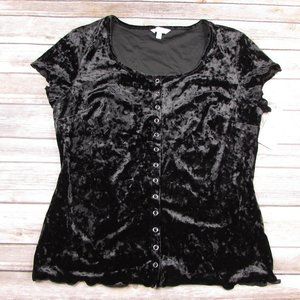 Candies Crushed Velvet Body Con Snap Front Top L